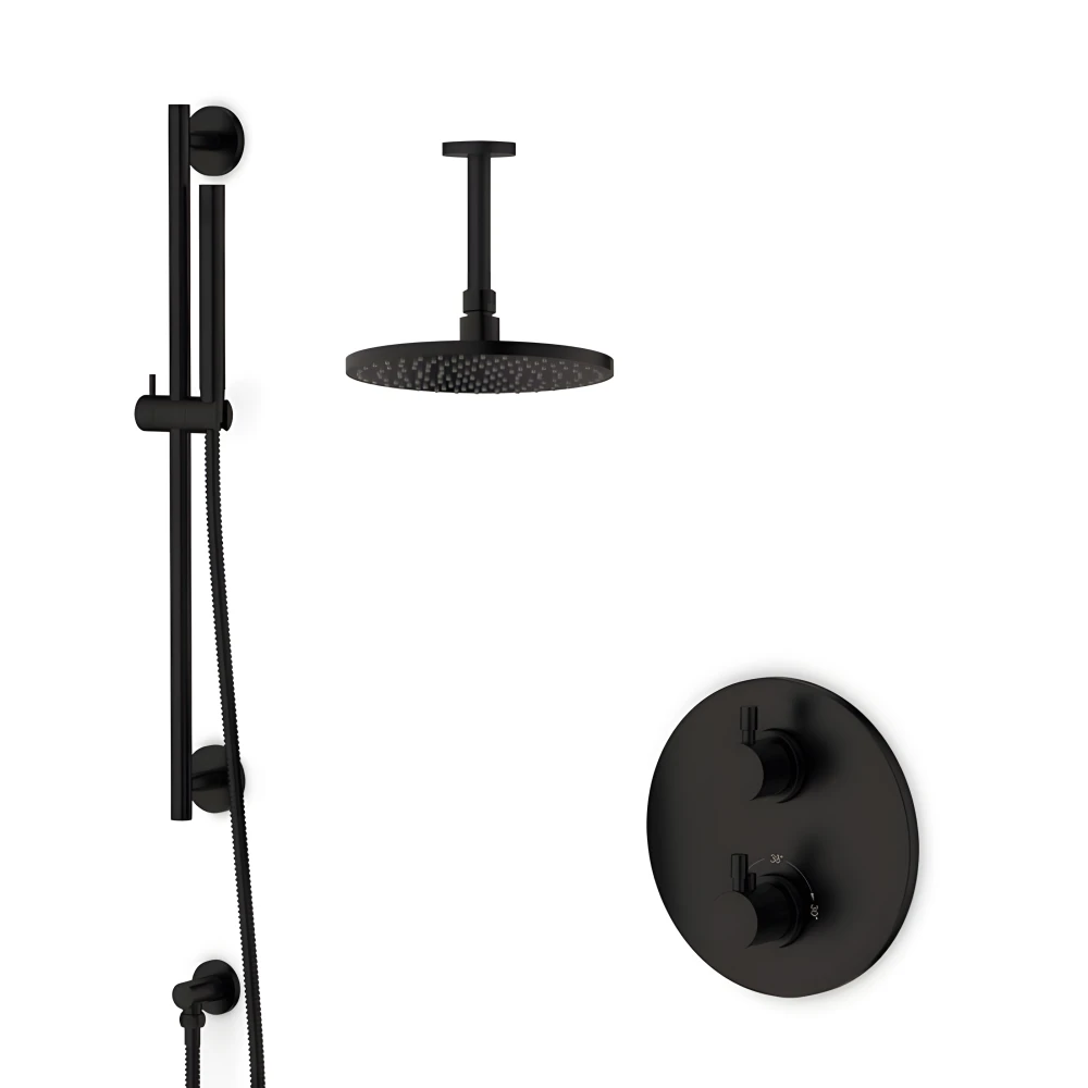 Pack douche encastré thermostatique noir mat LOOP 8