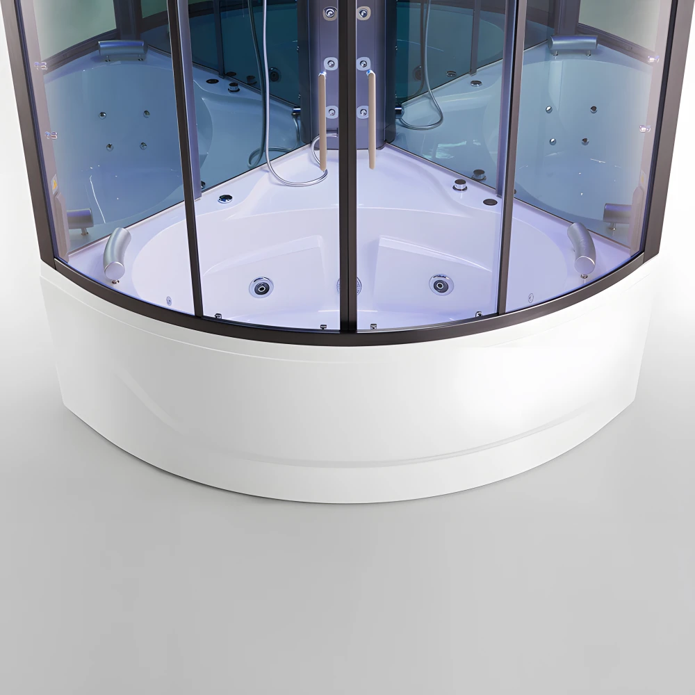 Combiné d'angle baignoire balnéo et Douche hammam