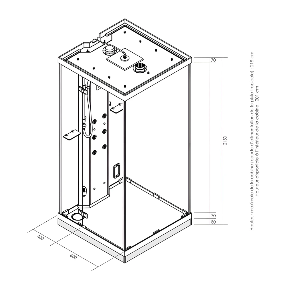 Dimensions de la cabine