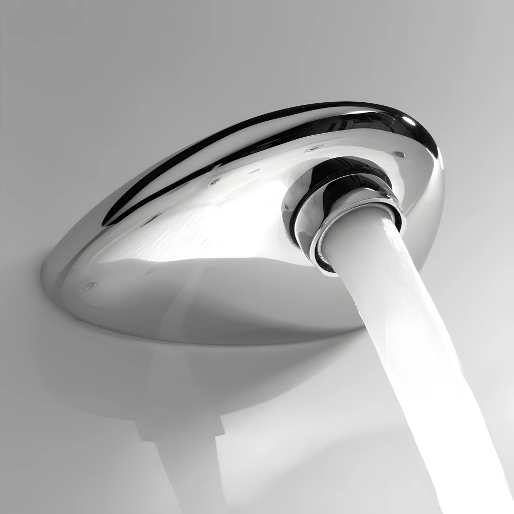 Bec cascade (en laiton chromé) intégré à la coque