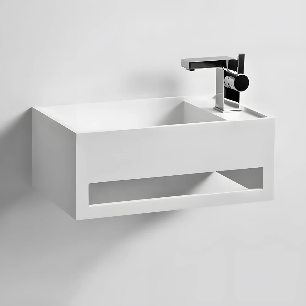 Lave-mains suspendu EASY 40 GAUCHE en Solid Surface