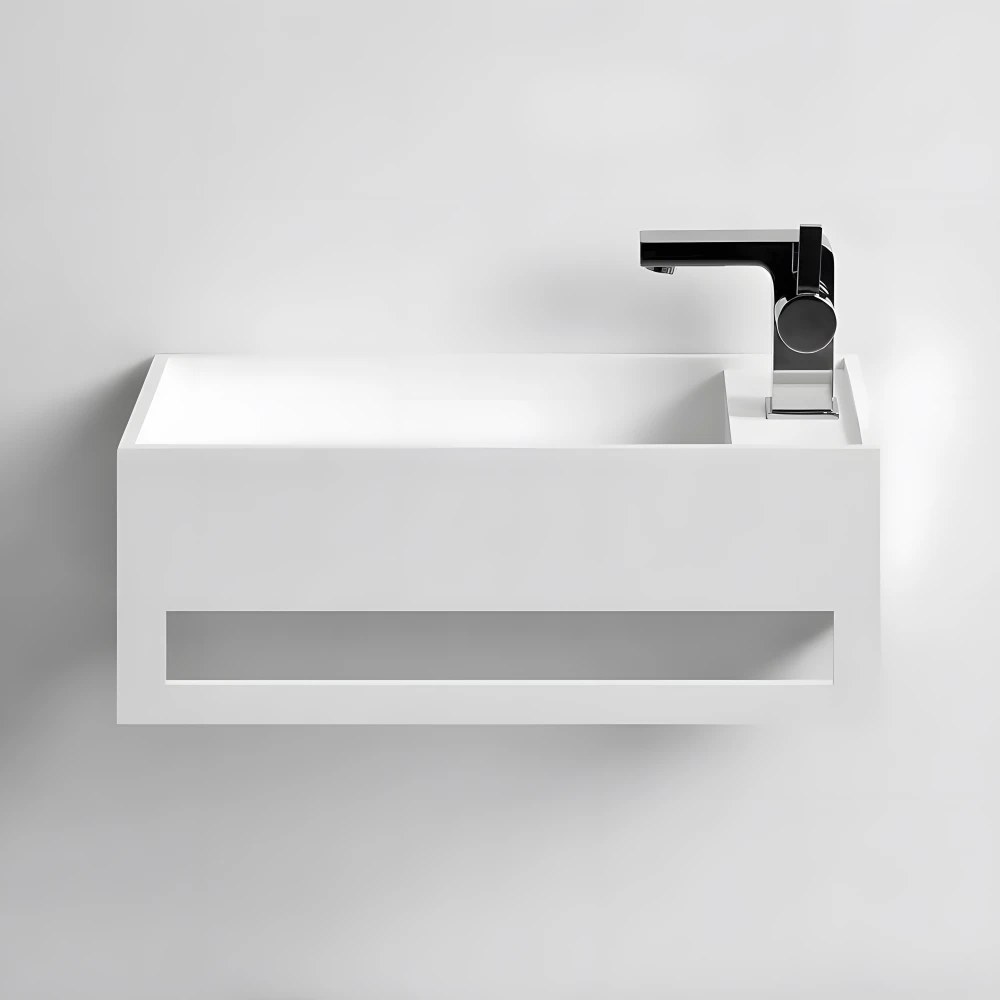 Lave-mains suspendu EASY 40 GAUCHE en Solid Surface