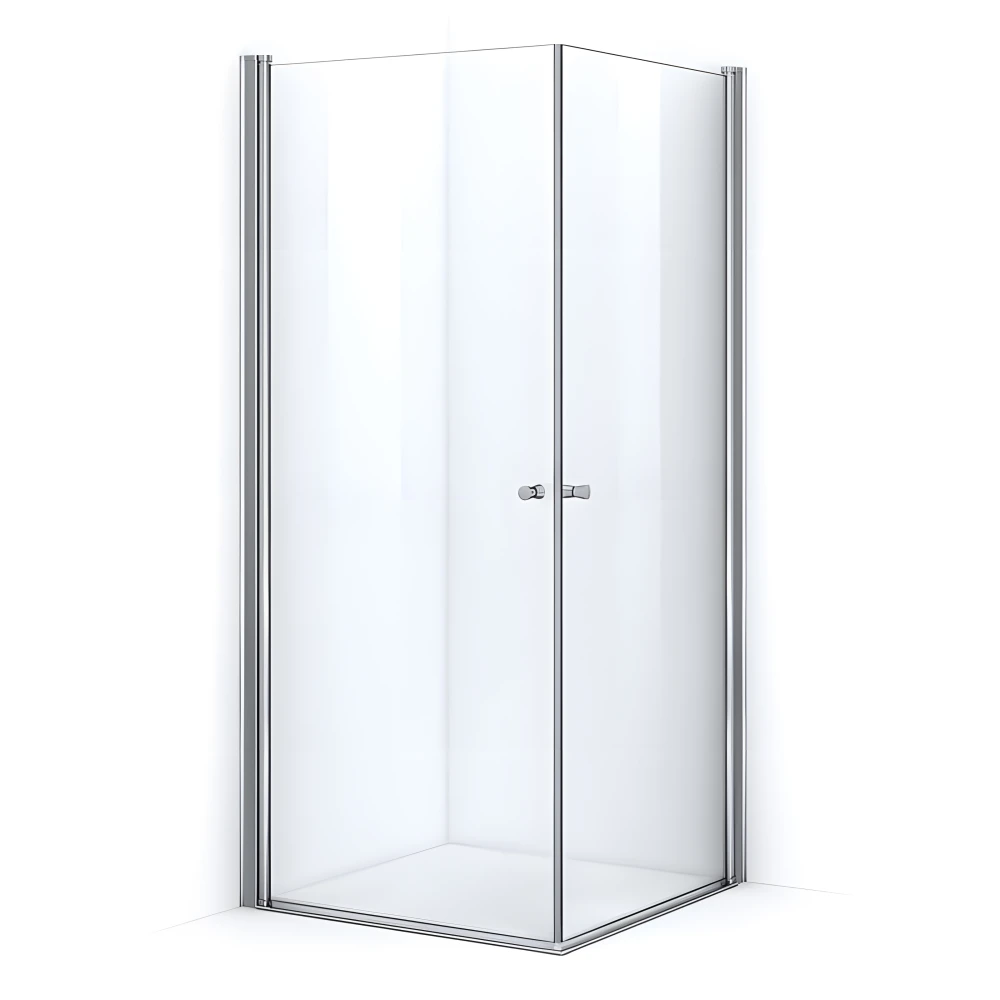 Paroi de douche d'angle 80 x 70 cm avec ouverture pivotante