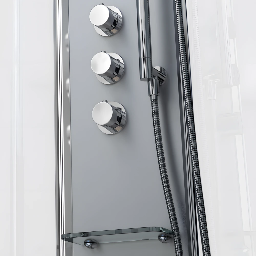 Robinetterie thermostatique haute qualité | Support douchette en laiton chromé | Tablette