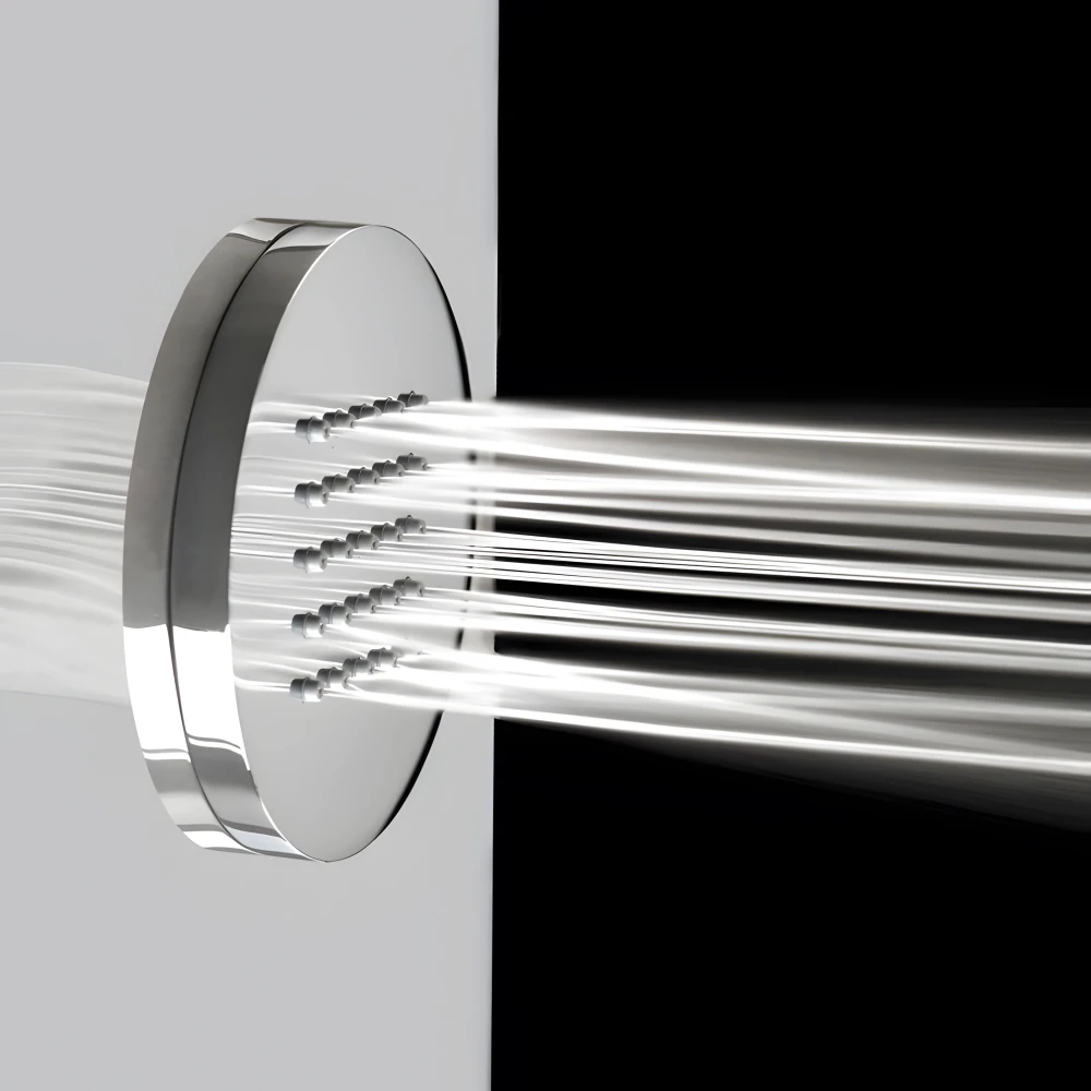 Jets Dorsaux haute pression en laiton chromé avec têtières anti-calcaire