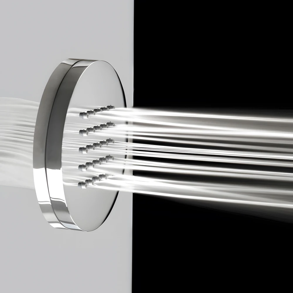 Jets Dorsaux haute pression en laiton chromé avec têtières anti-calcaire