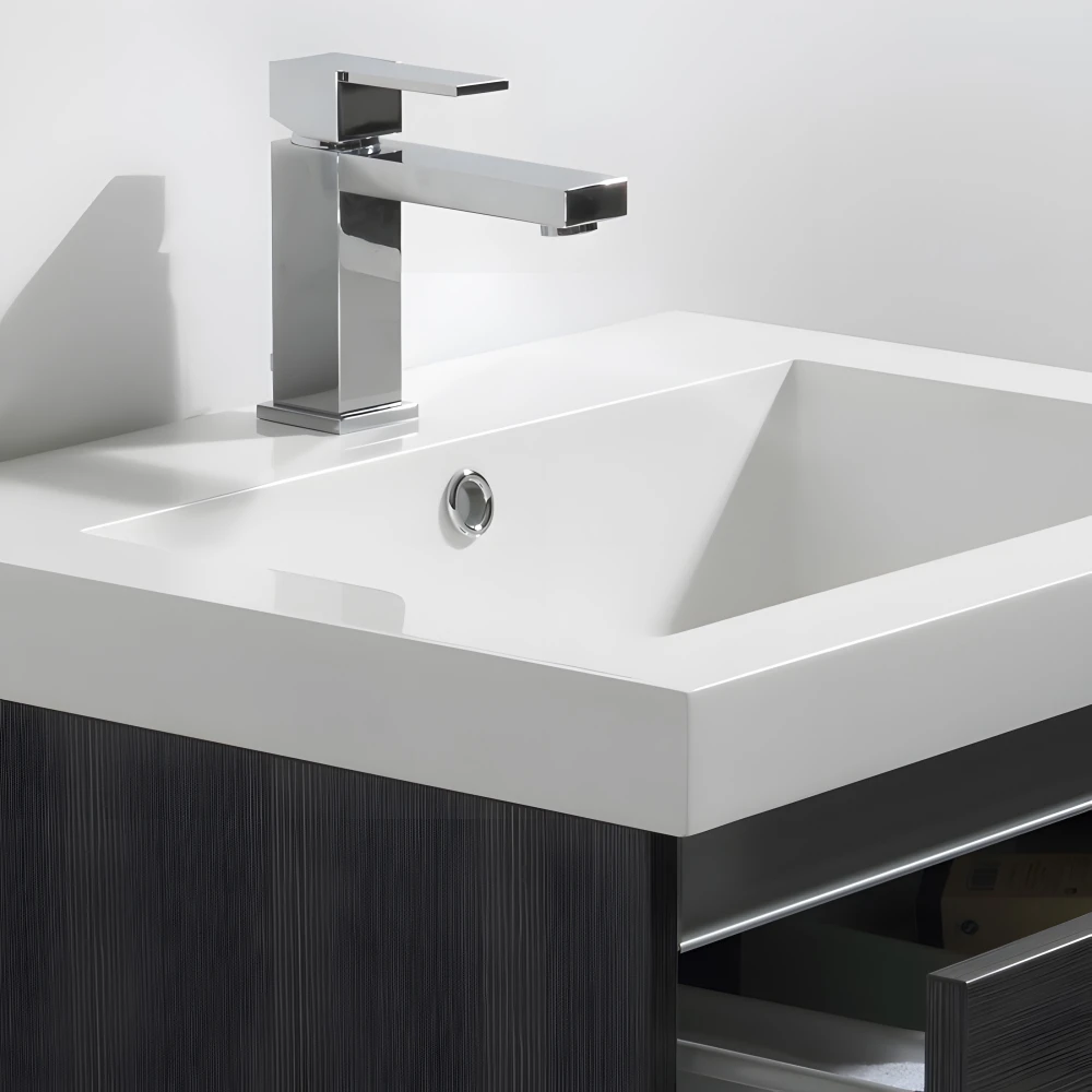 Vasque en marbre de synthèse blanc avec trop-plein