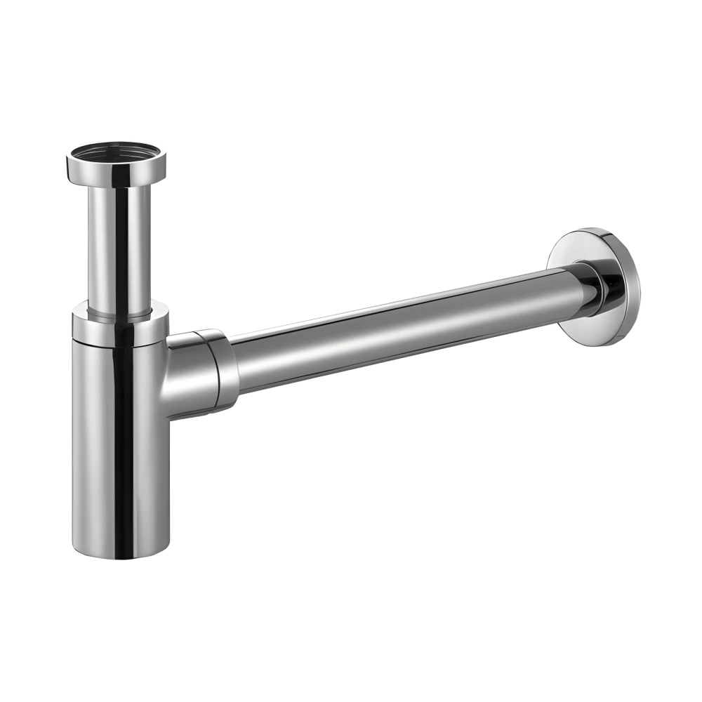 Siphon design rond en laiton chromé