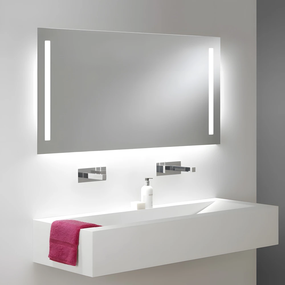 Miroir salle de bain VISIO 90x75 cm avec rétroéclairage LED et prises électriques