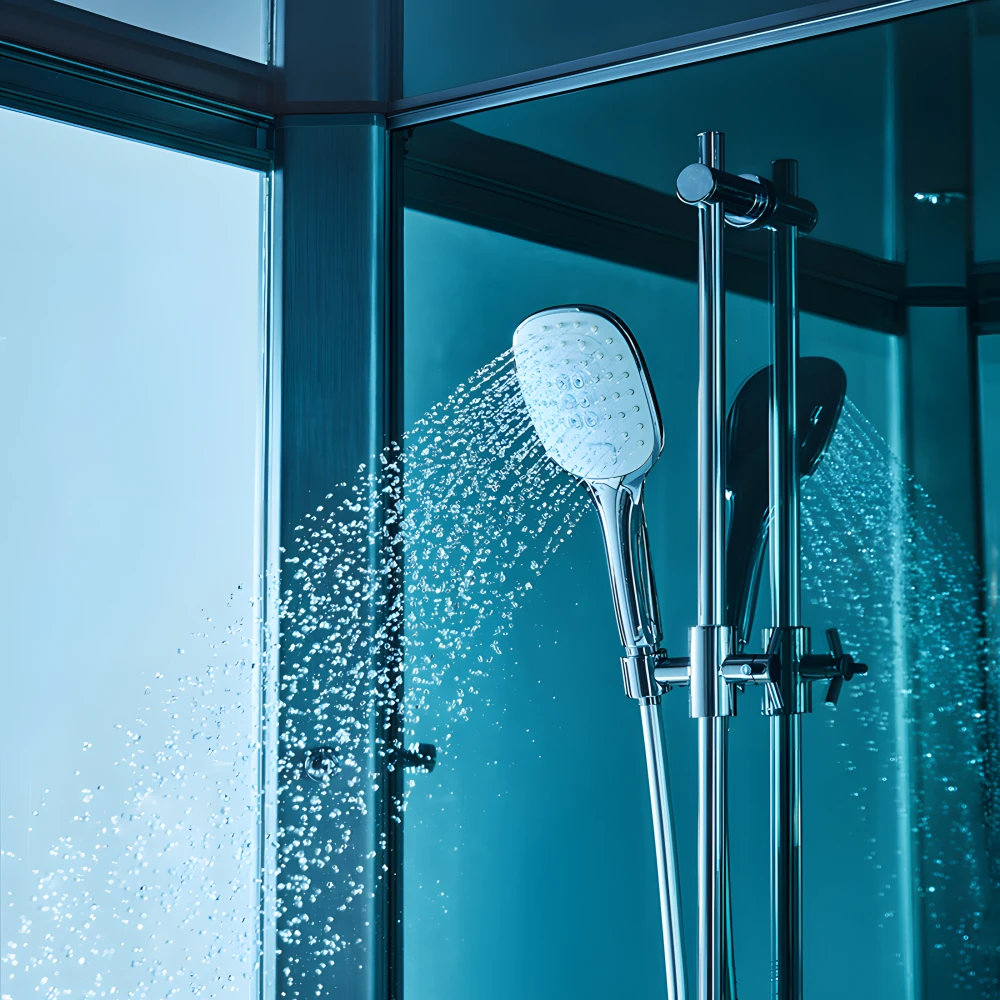 Douchette multifonctions en ABS chromé et support ajustable